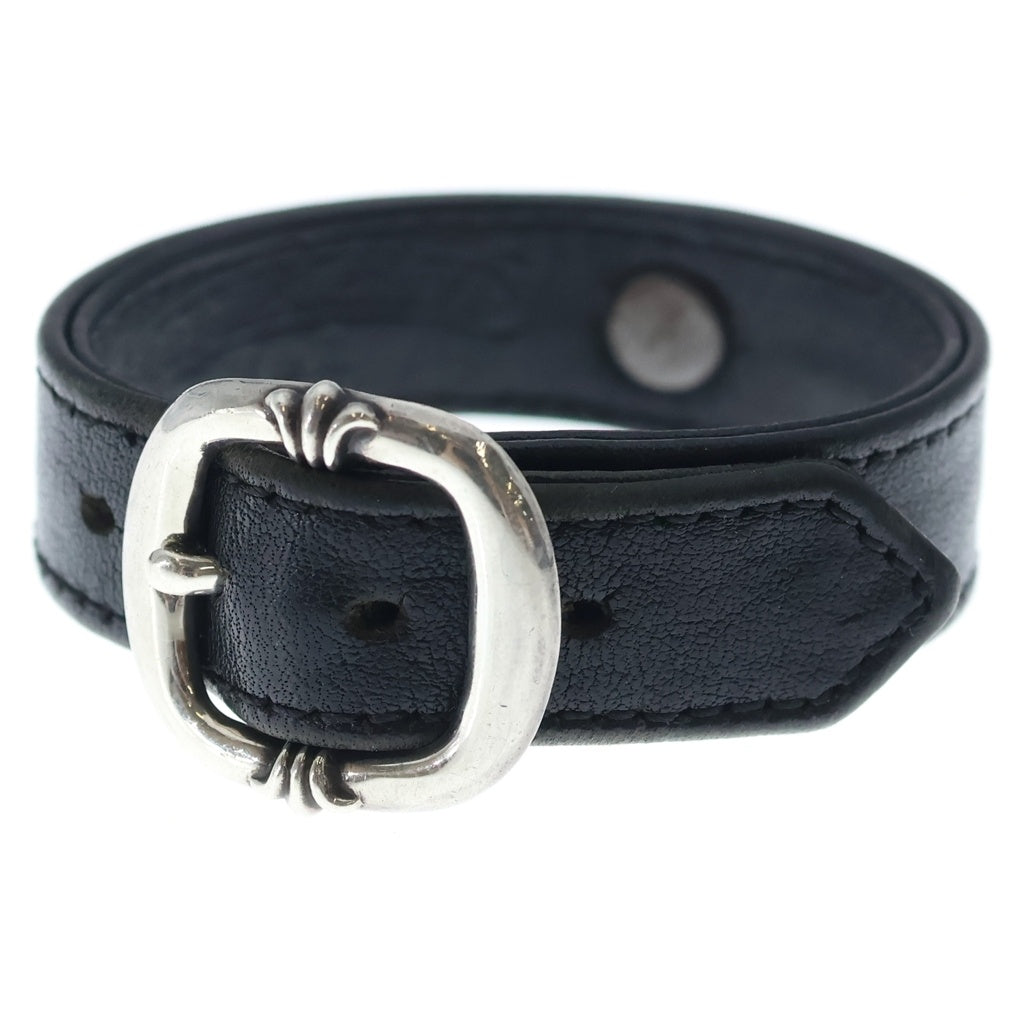 CHROME HEARTS(クロムハーツ) GUNSLINGER ガンスリンガー クロスボール レザーブレスレット ブラック/シルバー BCA146