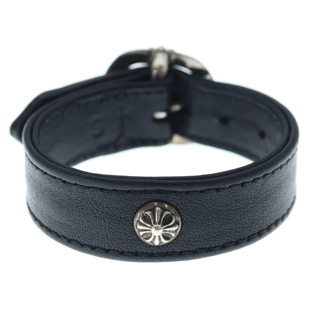 CHROME HEARTS(クロムハーツ) GUNSLINGER ガンスリンガー クロスボール レザーブレスレット ブラック/シルバー BCA146