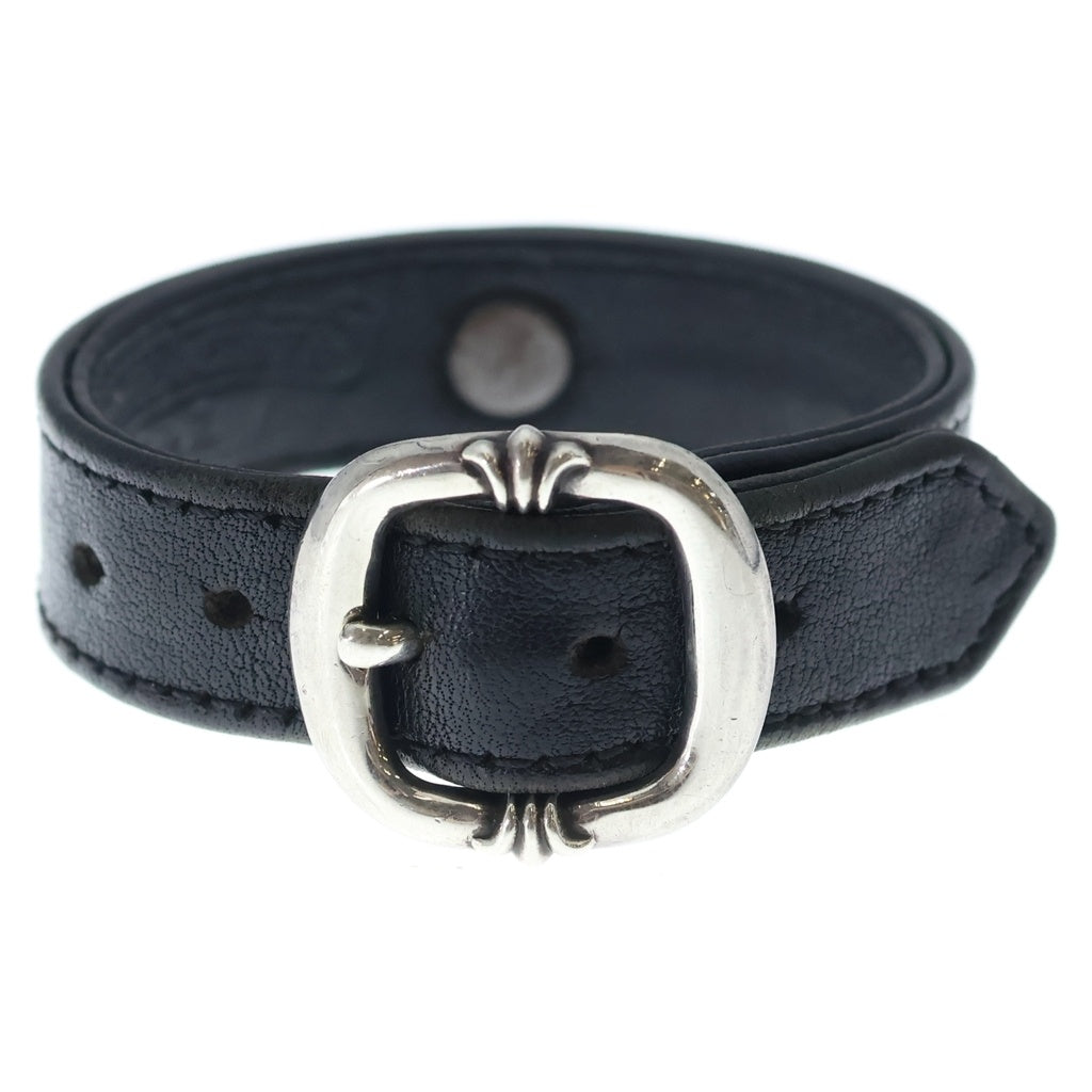 CHROME HEARTS(クロムハーツ) GUNSLINGER ガンスリンガー クロスボール レザーブレスレット ブラック/シルバー BCA146