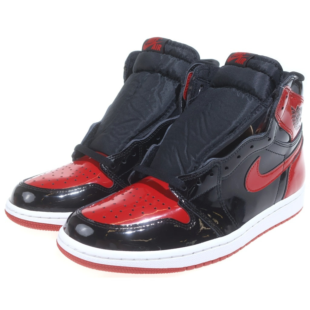 NIKE(ナイキ) AIR JORDAN 1 RETRO HIGH OG BRED PATENT エアジョーダン1 レトロ ブレッド パテント ハイカットスニーカー ブラック/レッド US9.5/27.5cm 555088-063