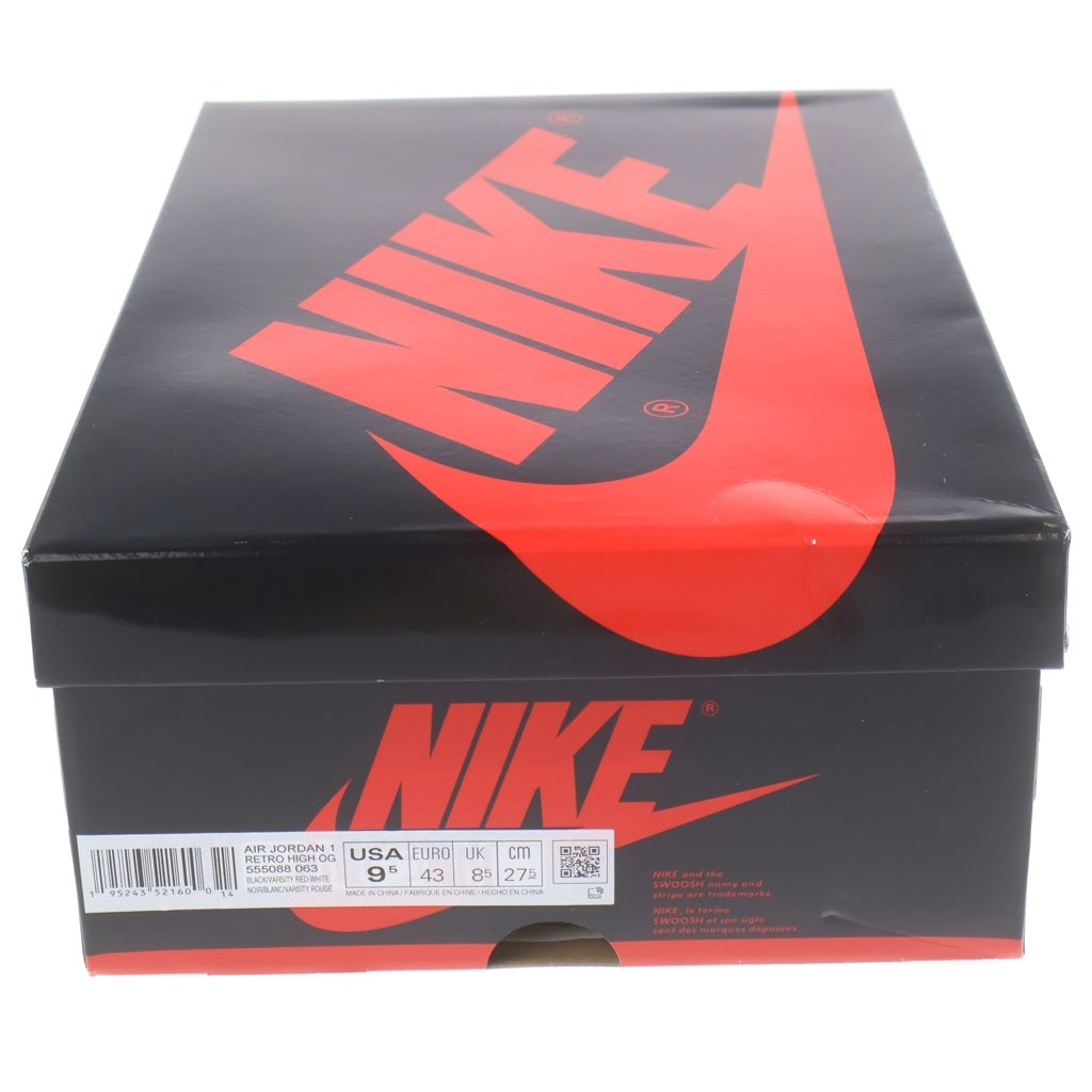 NIKE(ナイキ) AIR JORDAN 1 RETRO HIGH OG BRED PATENT エアジョーダン1 レトロ ブレッド パテント ハイカットスニーカー ブラック/レッド US9.5/27.5cm 555088-063