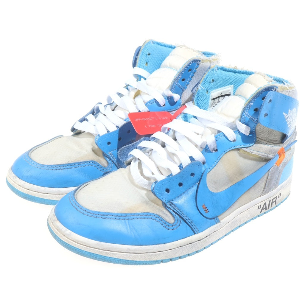 NIKE(ナイキ) ×OFF-WHITE AIR JORDAN 1 POWDER BLUE UNC オフホワイト エアジョーダン1 パウダー ハイカットスニーカー US9/27.0cm ホワイト/ブルー AQ0818-148