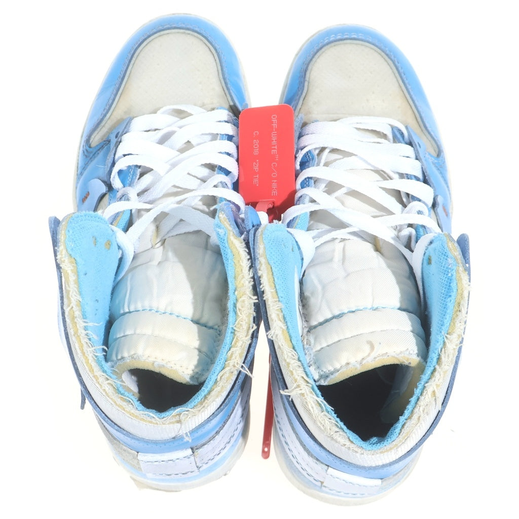 NIKE(ナイキ) ×OFF-WHITE AIR JORDAN 1 POWDER BLUE UNC オフホワイト エアジョーダン1 パウダー ハイカットスニーカー US9/27.0cm ホワイト/ブルー AQ0818-148