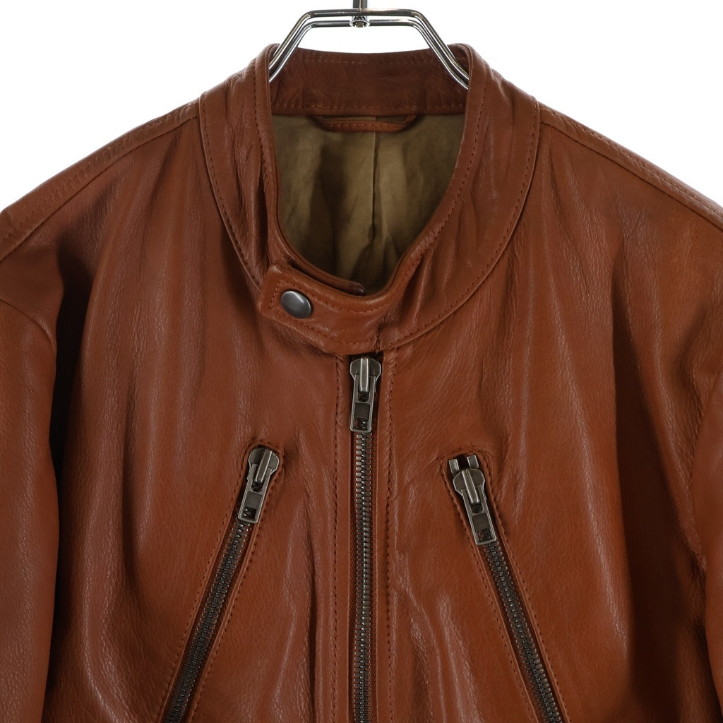 Maison Margiela(メゾンマルジェラ) 08SS LEATHER JACKET ここのえ期 八の字 シングルライダース レザージャケット ブラウン