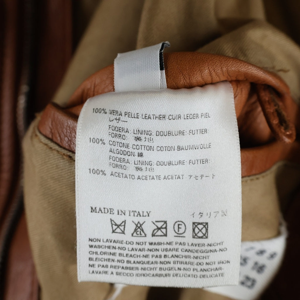 Maison Margiela(メゾンマルジェラ) 08SS LEATHER JACKET ここのえ期 八の字 シングルライダース レザージャケット ブラウン