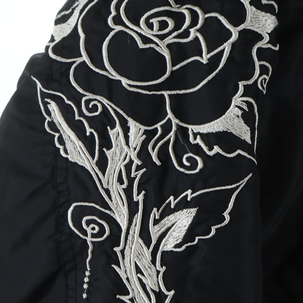 Ed Hardy(エドハーディー) マルチワッペン ドクロ刺繍デザイン ナイロン ボンバージャケット ブラック