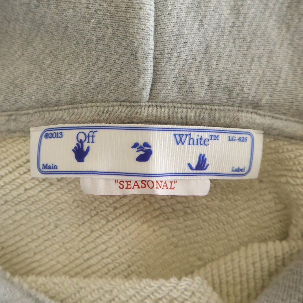 OFF-WHITE(オフホワイト) 23SS アロープリント コットン プルオーバーフーディー パーカー グレー OMBB110S23FLE001
