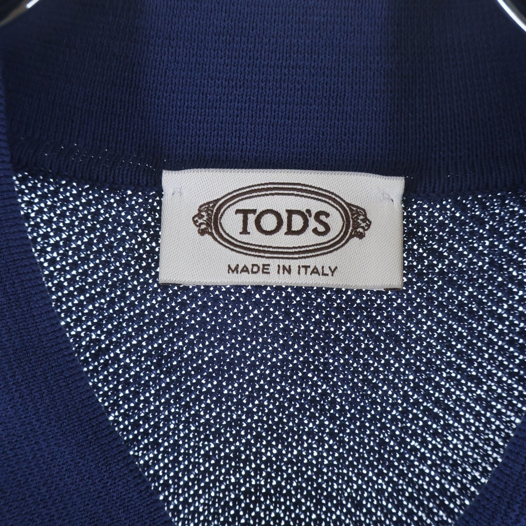 TOD'S(トッズ) コットン 鹿の子 ロゴエンブロイダリー 半袖ポロシャツ ブルー X8MB2428260RYE
