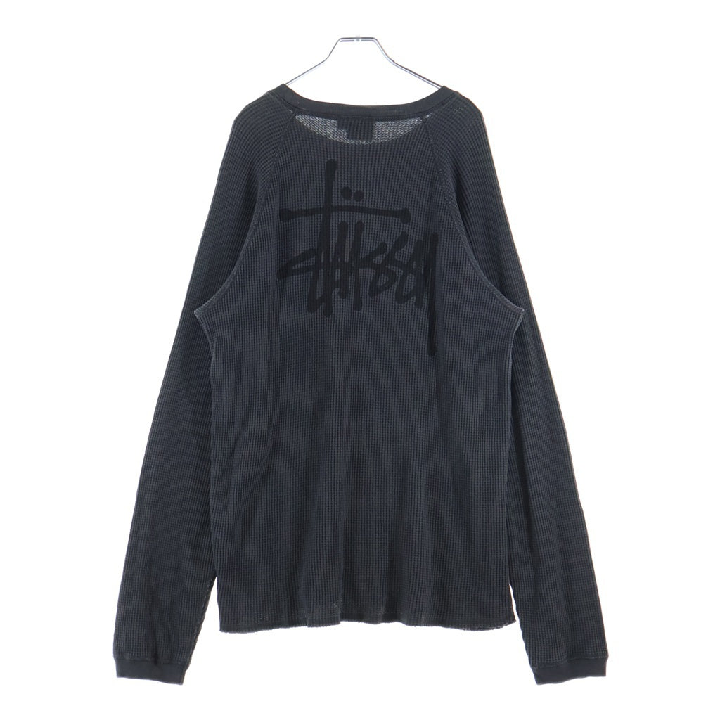 STUSSY(ステューシー) BASIC ST?SSY THERMAL ベーシック ロゴプリント クルーネック長袖サーマル カットソー グレー
