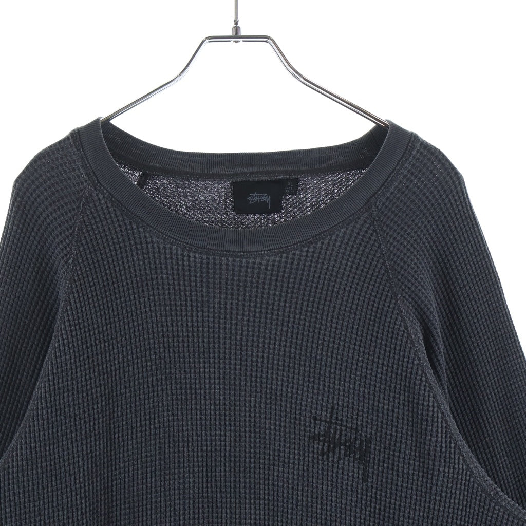 STUSSY(ステューシー) BASIC ST?SSY THERMAL ベーシック ロゴプリント クルーネック長袖サーマル カットソー グレー