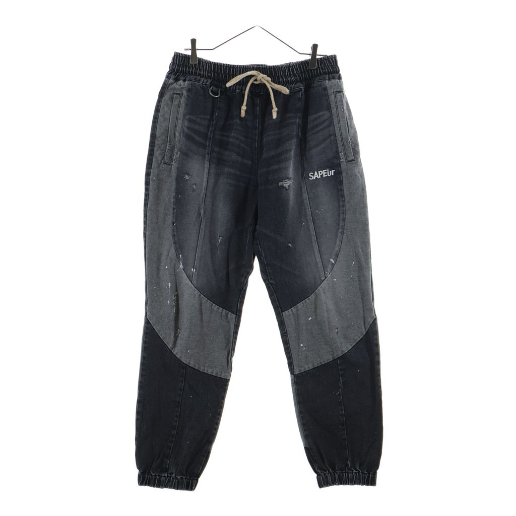 SAPEur(サプール) DENIM TRACK PANTS ヴィンテージ加工 デニム トラックパンツ グレー