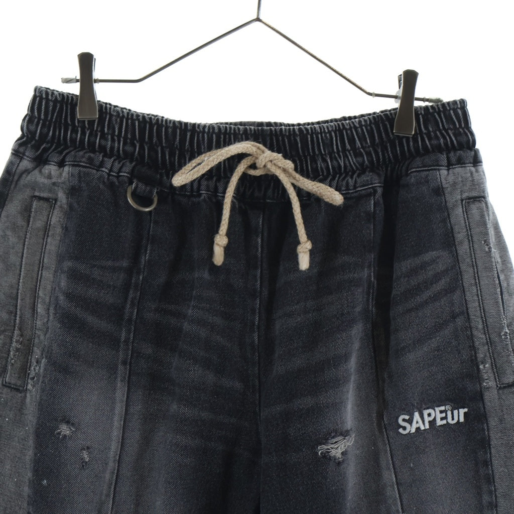 SAPEur(サプール) DENIM TRACK PANTS ヴィンテージ加工 デニム トラックパンツ グレー