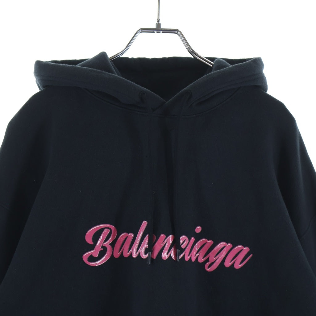 BALENCIAGA(バレンシアガ) 19AW バービーロゴプリント プルオーバースウェットパーカー フーディー ブラック 583222 TFV60