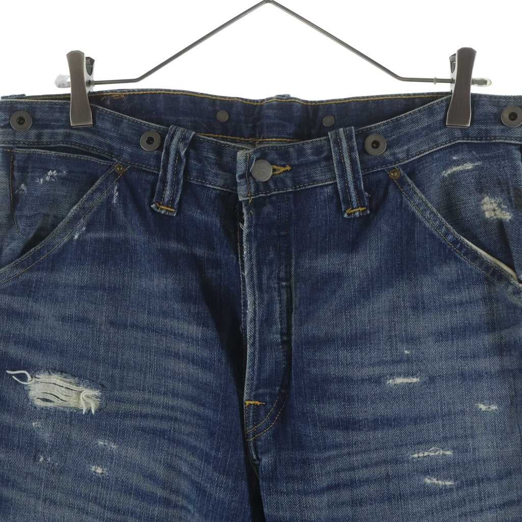 RRL(ダブルアールエル) STRAIGHT FIT BRAYTON DISTRESSED JEANS ストレートフィット ブレイトン ダメージリペア加工 ボタンフライ デニムパンツ インディゴ 782973759001