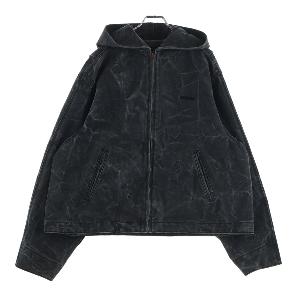 we11done(ウェルダン) DUCK JACKET ウォッシュド加工 ロゴ刺繍 ジップアップ フーデッドダックジャケット ブラック WD-JP3-24-037-U-BK