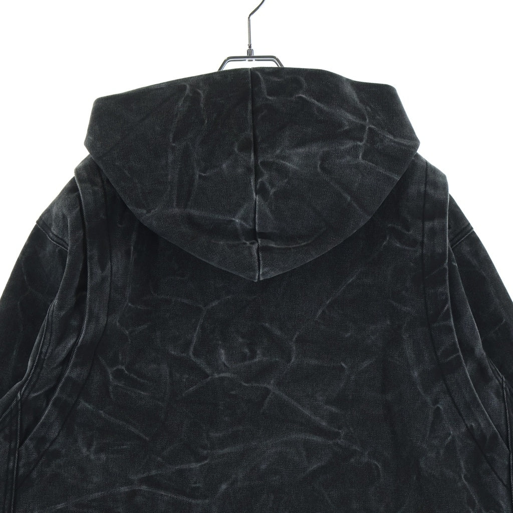 we11done(ウェルダン) DUCK JACKET ウォッシュド加工 ロゴ刺繍 ジップアップ フーデッドダックジャケット ブラック WD-JP3-24-037-U-BK