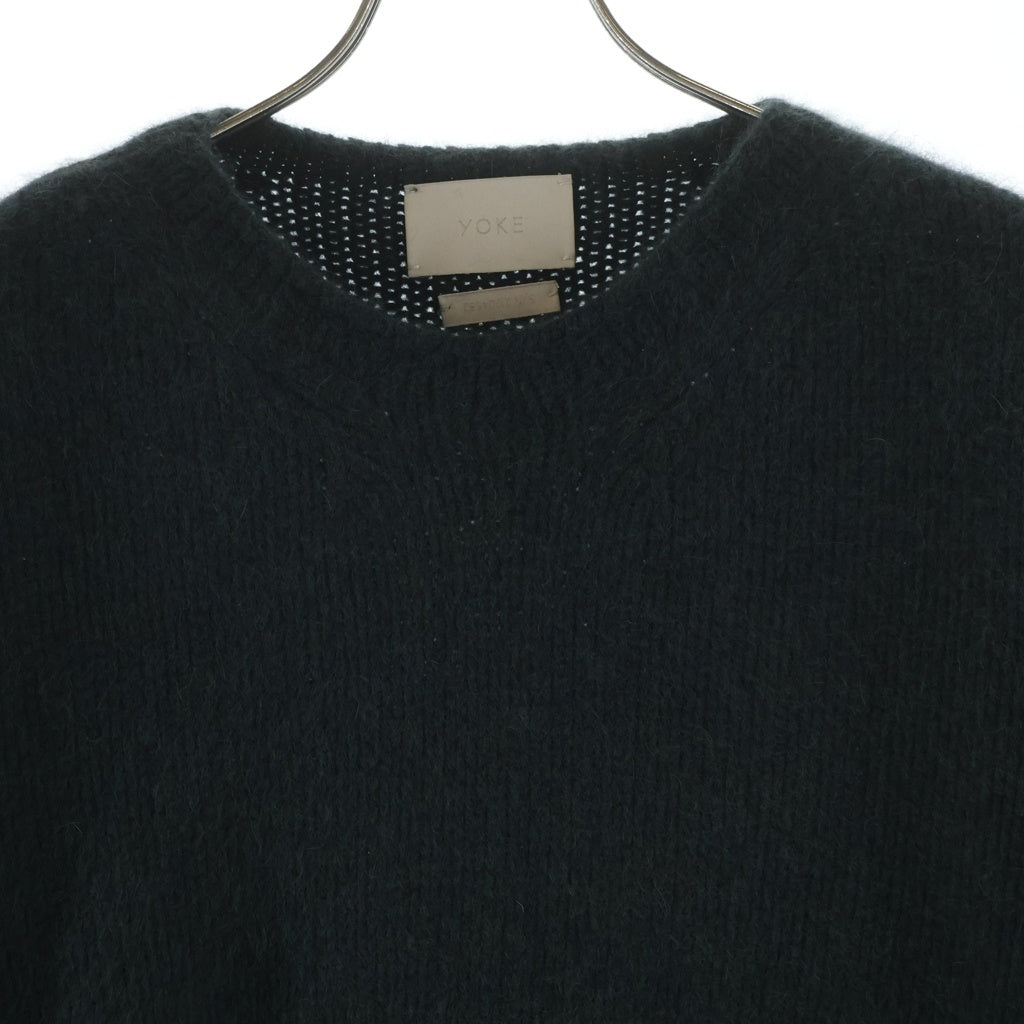 YOKE(ヨーク) 21AW CONECTING CREW NECK KNIT LS ドッキング加工 クルーネック ウール混 長袖ニットセーター グリーン YK21AW0286S