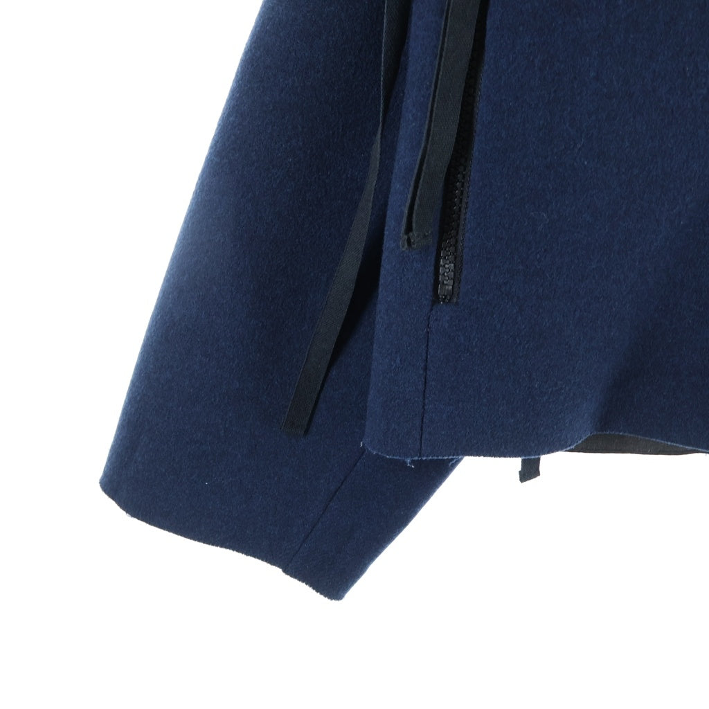 SUNSEA(サンシー) 15AW CUT OFF MELTON BLOUSON リバーシブル カットオフ メルトンブルゾン ジップアップノーカラージャケット ブルー SNS-15A34
