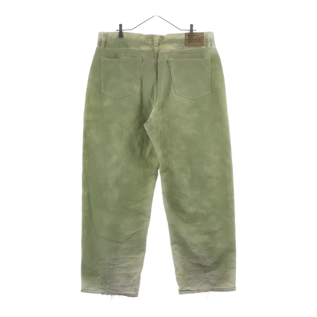 STUSSY(ステューシー) BIG OL JEAN SPRAY スプレー加工 テーパードデニムパンツ ジーンズ グリーン