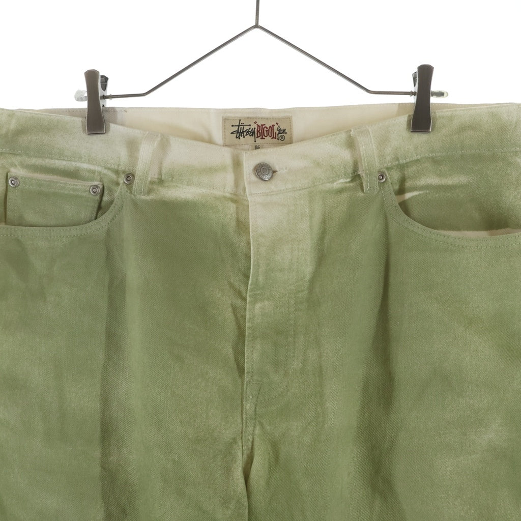 STUSSY(ステューシー) BIG OL JEAN SPRAY スプレー加工 テーパードデニムパンツ ジーンズ グリーン