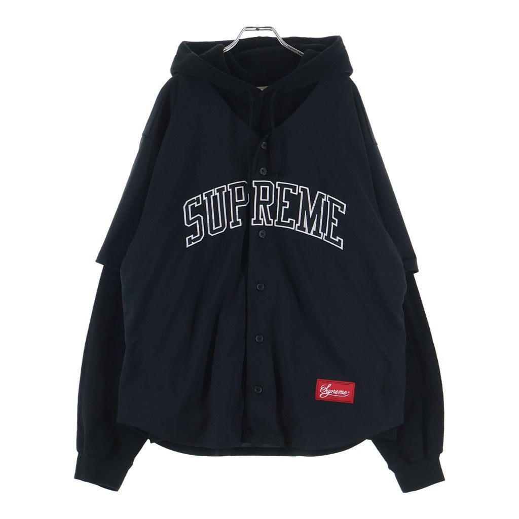 SUPREME(シュプリーム) 25AW Chicago white sox Hooded Baseball Jersey シカゴホワイトソックス レイヤードデザイン ベースボールジャージ ワッフル プルオーバーパーカー ブラック
