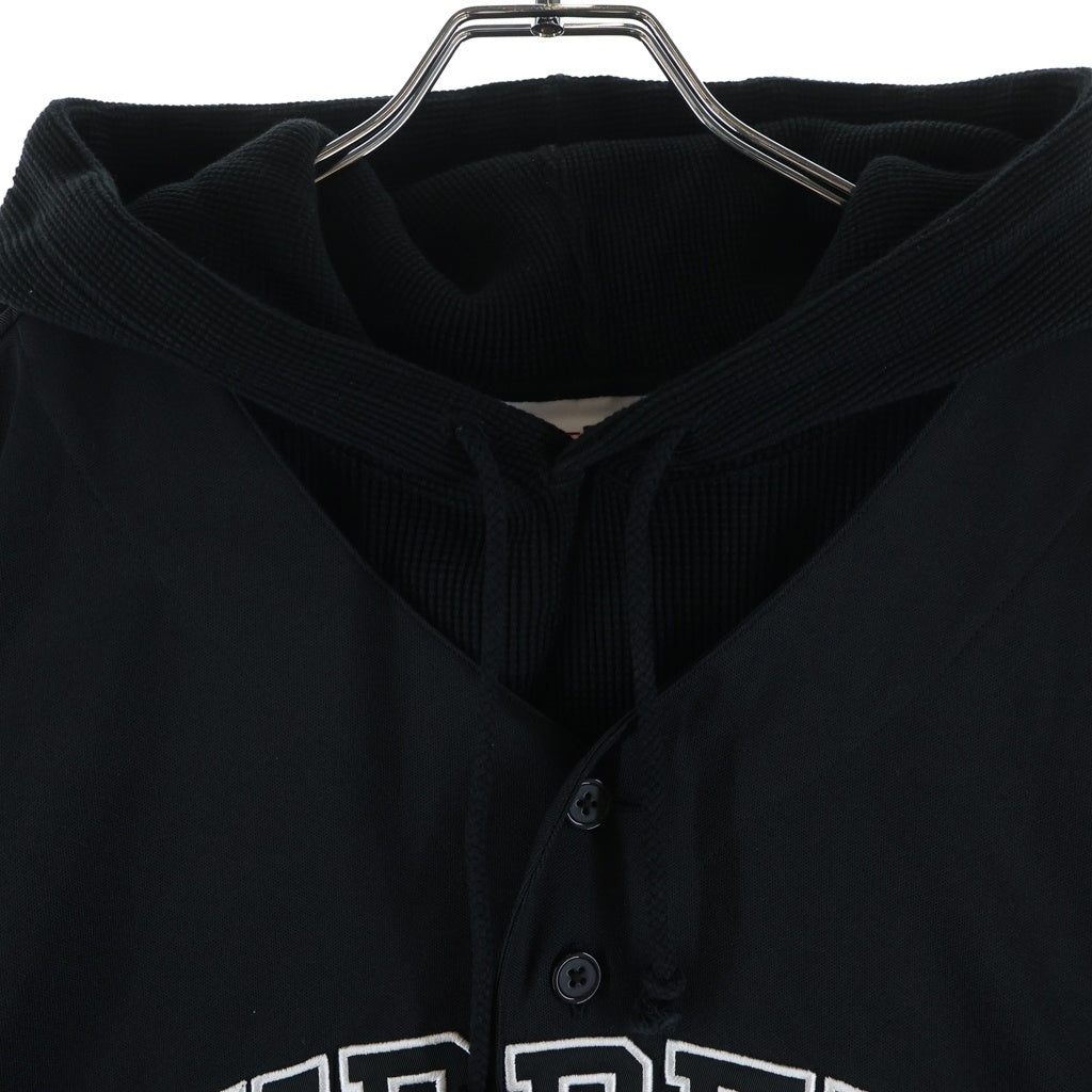SUPREME(シュプリーム) 25AW Chicago white sox Hooded Baseball Jersey シカゴホワイトソックス レイヤードデザイン ベースボールジャージ ワッフル プルオーバーパーカー ブラック