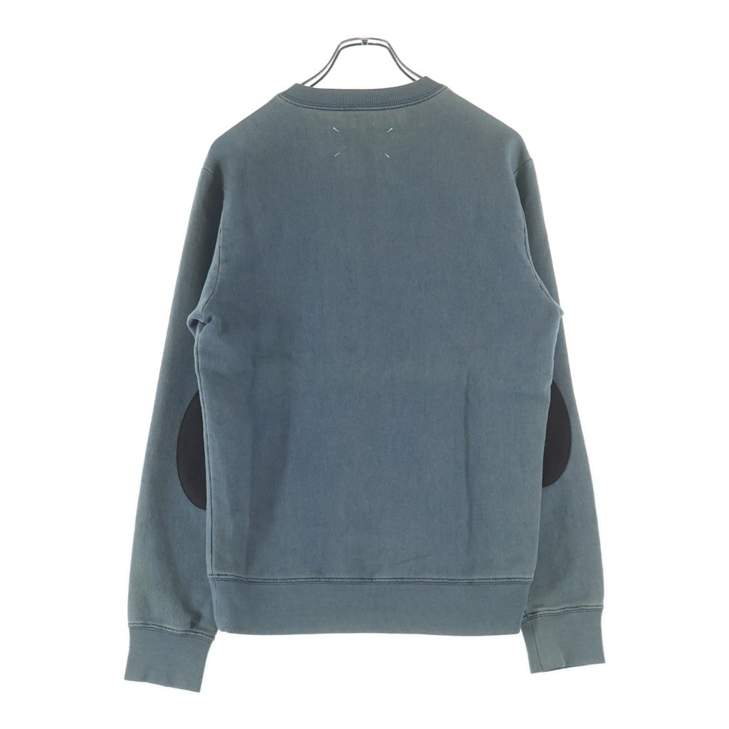 Maison Margiela(メゾンマルジェラ) 16AW エルボーパッチ Vガゼット クルーネックスウェットシャツ トレーナー インディゴ 50GU003230446