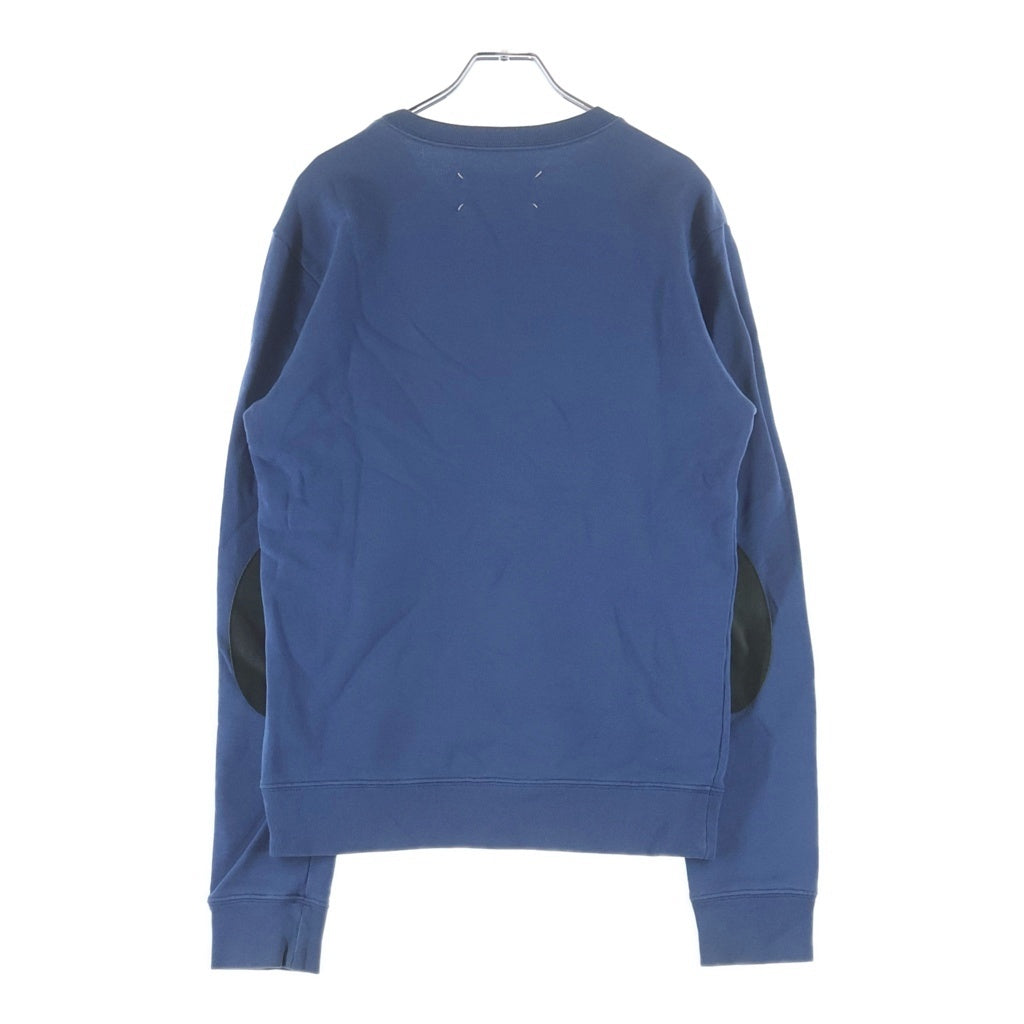 Maison Margiela(メゾンマルジェラ) 16SS エルボーパッチ Vガゼット クルーネックスウェットシャツ トレーナー ブルー S30GU0032