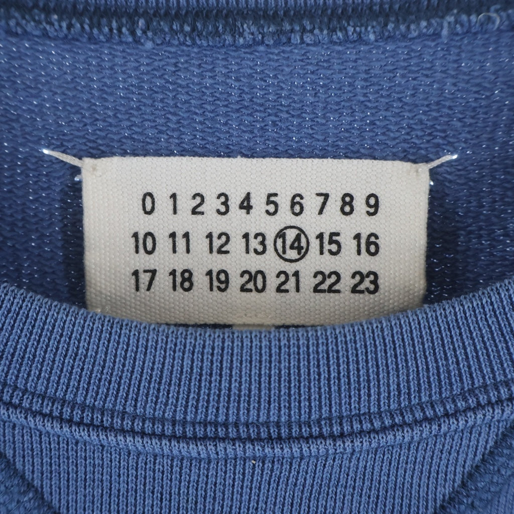 Maison Margiela(メゾンマルジェラ) 16SS エルボーパッチ Vガゼット クルーネックスウェットシャツ トレーナー ブルー S30GU0032
