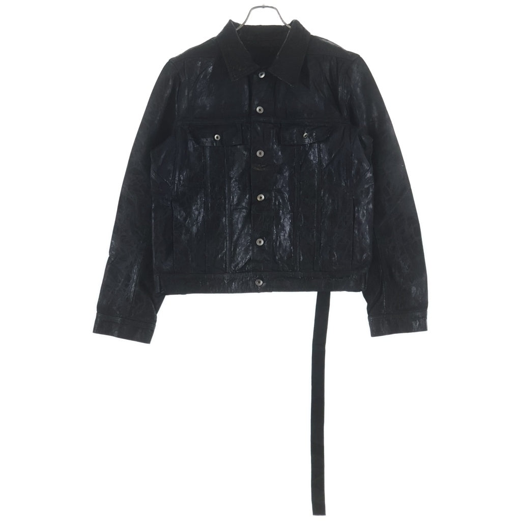 Rick Owens DRKSHDW(リックオウエンス ダークシャドウ) MEGACRUST DENIM TRUCKER JACKET コーティング加工 デニムトラッカージャケット ブラック DU02D2751-BMC