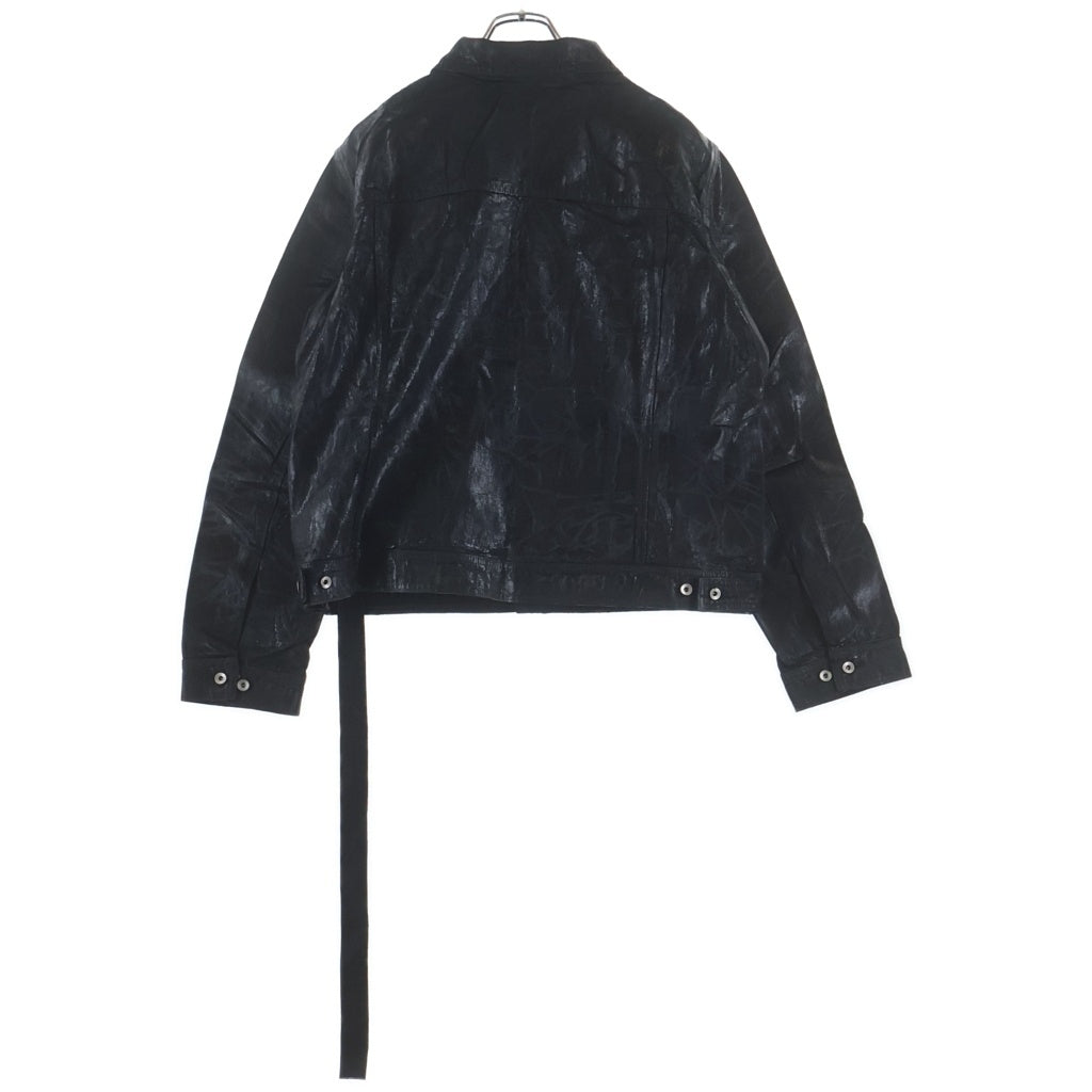 Rick Owens DRKSHDW(リックオウエンス ダークシャドウ) MEGACRUST DENIM TRUCKER JACKET コーティング加工 デニムトラッカージャケット ブラック DU02D2751-BMC
