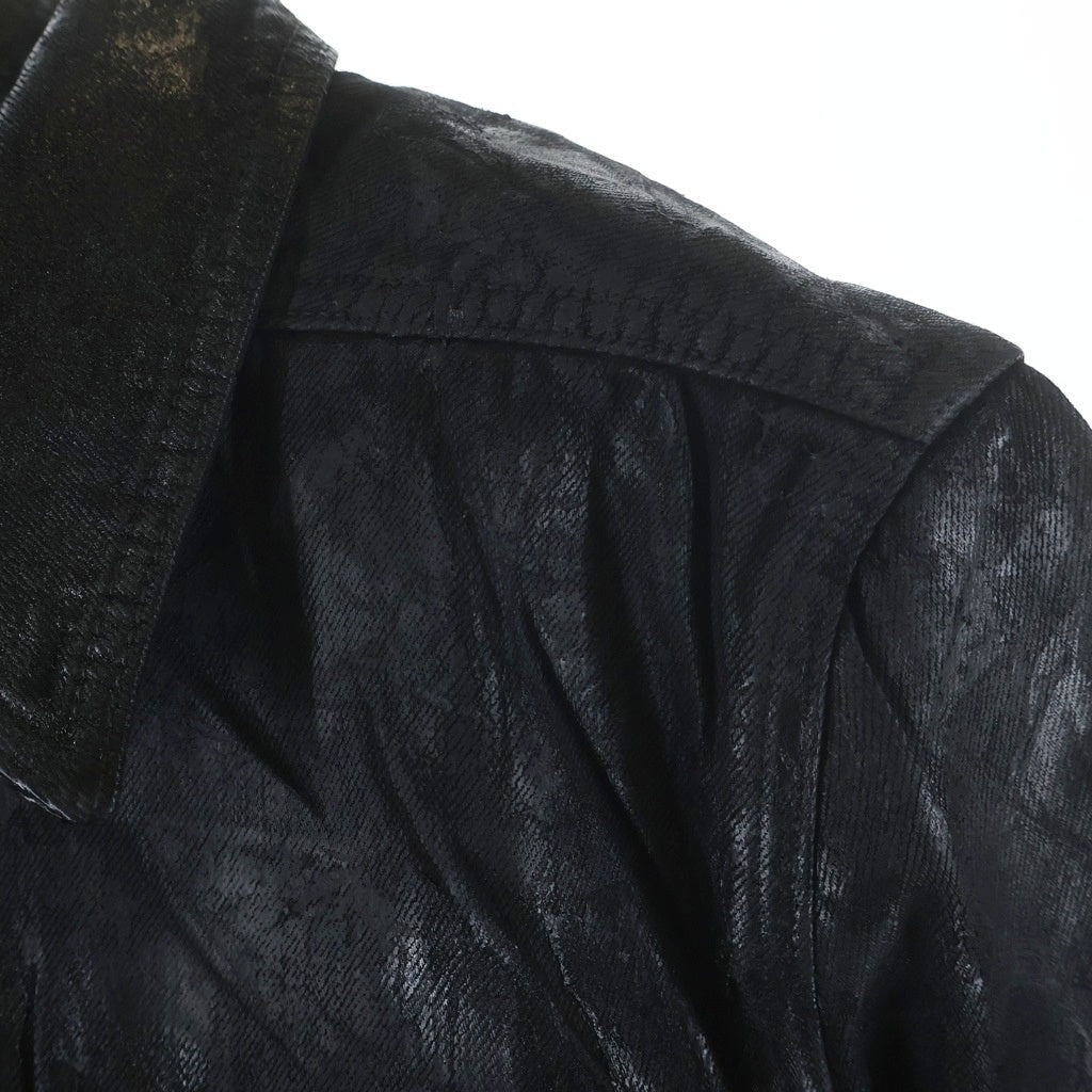 Rick Owens DRKSHDW(リックオウエンス ダークシャドウ) MEGACRUST DENIM TRUCKER JACKET コーティング加工 デニムトラッカージャケット ブラック DU02D2751-BMC