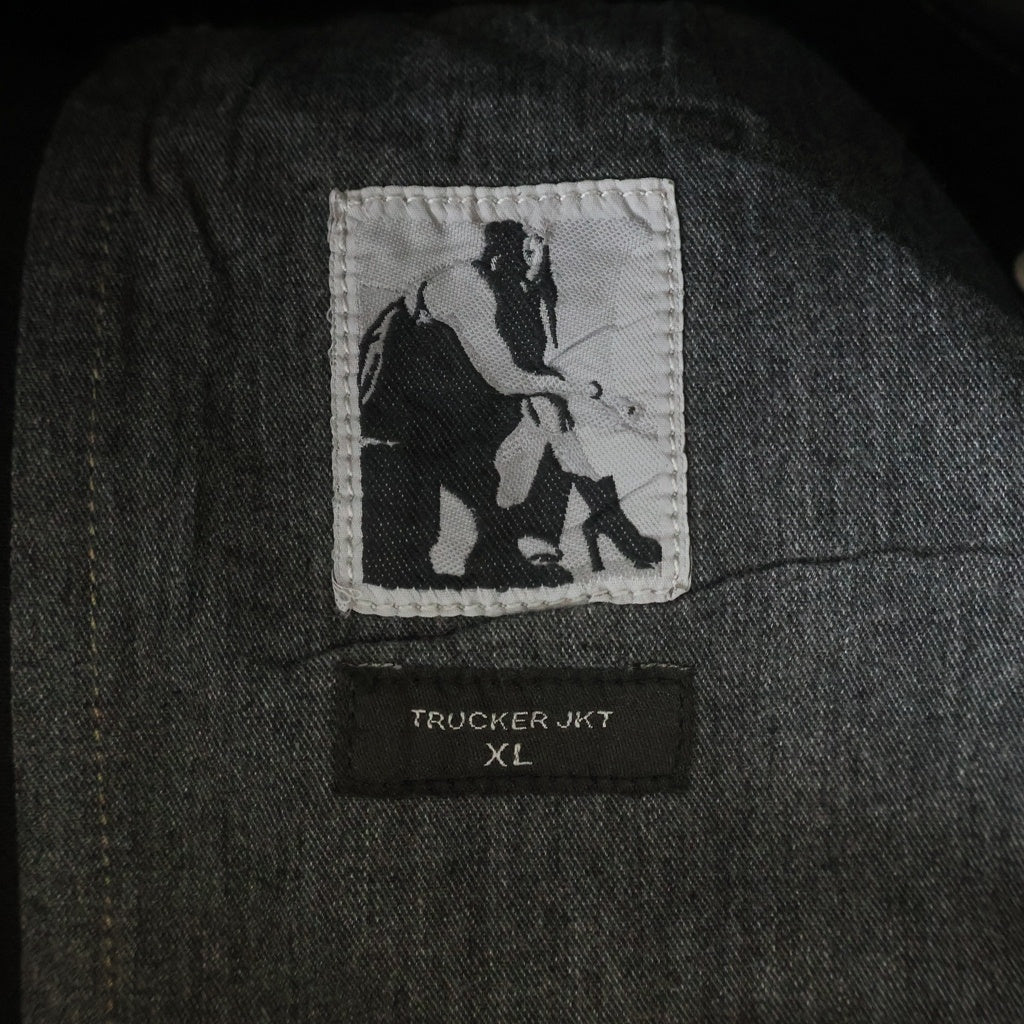 Rick Owens DRKSHDW(リックオウエンス ダークシャドウ) MEGACRUST DENIM TRUCKER JACKET コーティング加工 デニムトラッカージャケット ブラック DU02D2751-BMC