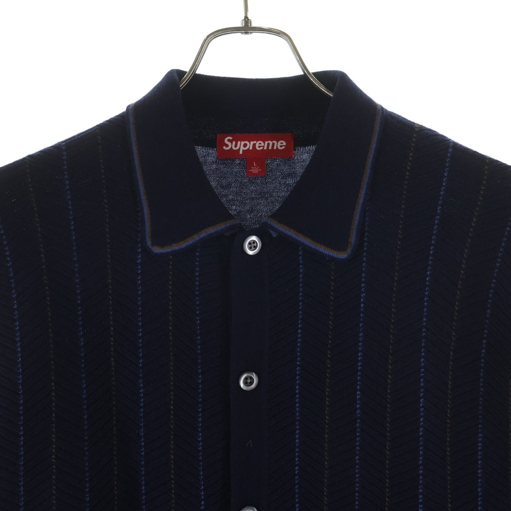 SUPREME(シュプリーム) 25SS Herringbone Cardigan ヘリンボーン ストライプ ニットカーディガン ネイビー