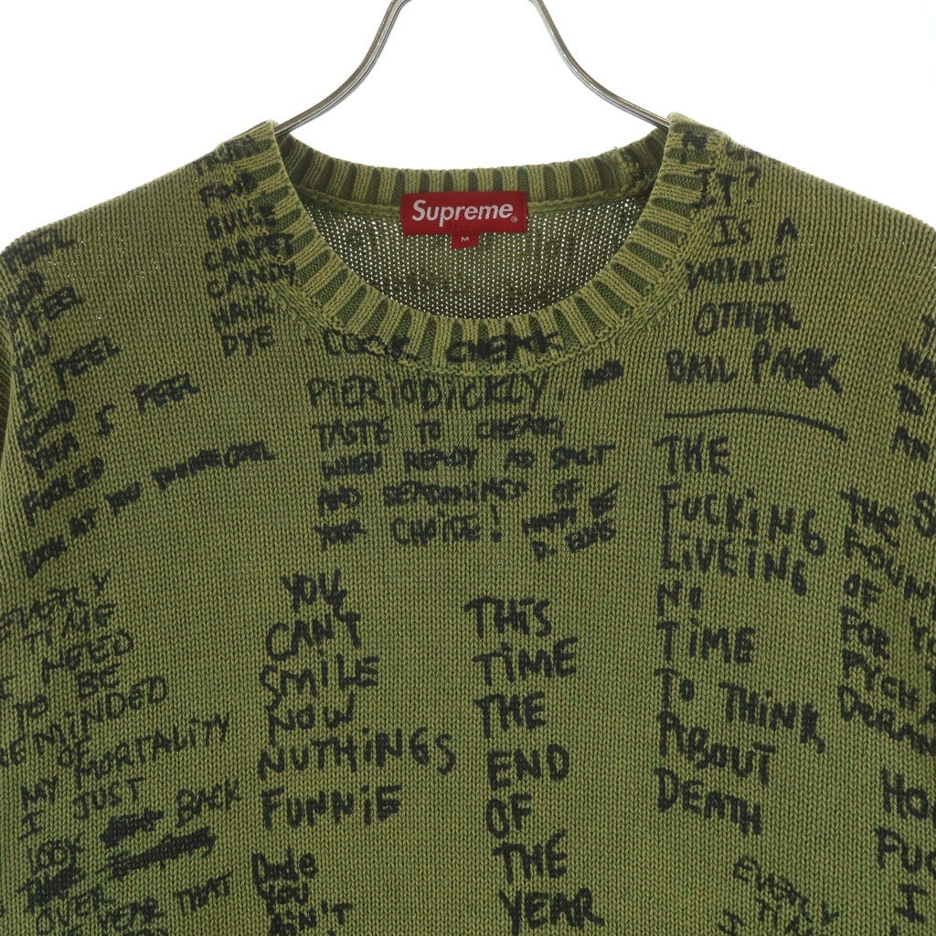 SUPREME(シュプリーム) 23SS Gonz Poems Sweater ゴンズ ポエムス クルーネックニットセーター カーキ