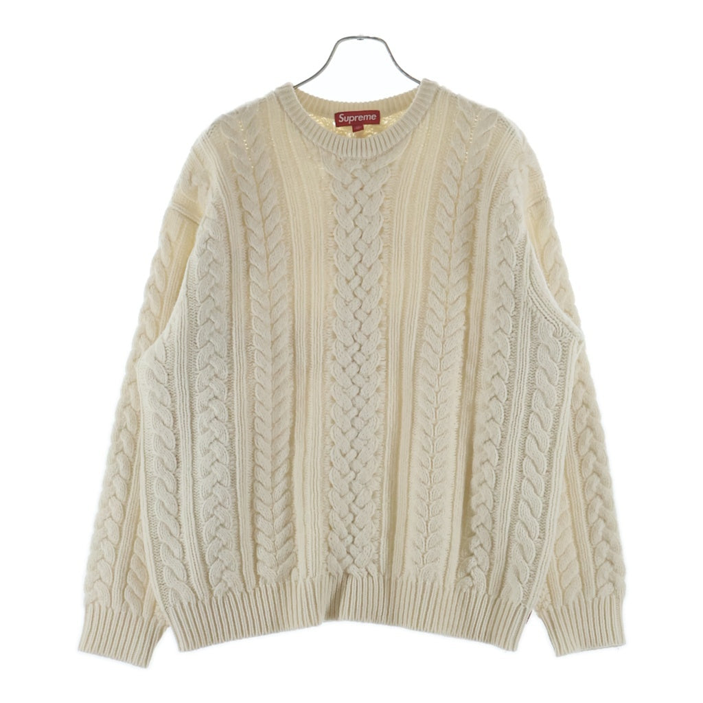 SUPREME(シュプリーム) 23AW Applique Cable Knit Sweater アップリケ ケーブル クルーネックニットセーター ホワイト