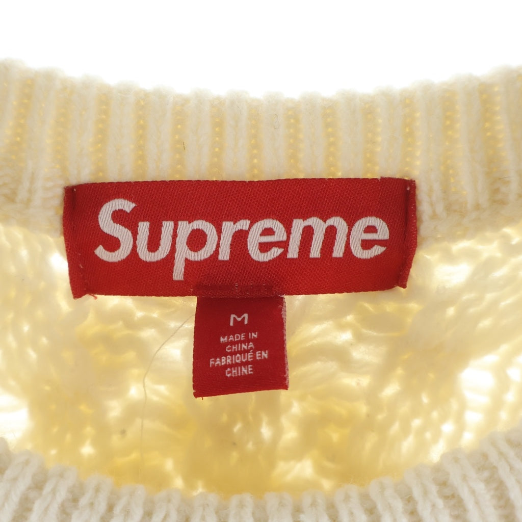 SUPREME(シュプリーム) 23AW Applique Cable Knit Sweater アップリケ ケーブル クルーネックニットセーター ホワイト