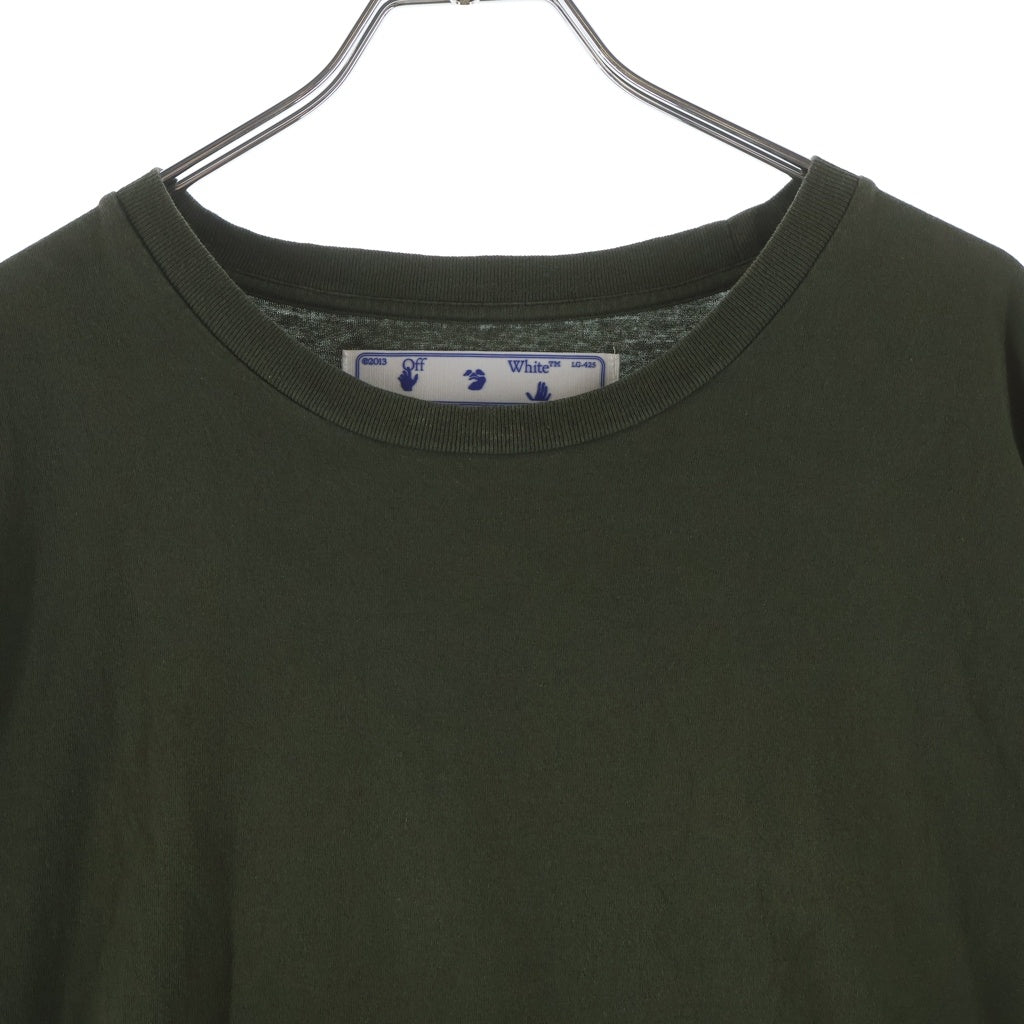 OFF-WHITE(オフホワイト) 21SS Vintage Paint Logo Tee ヴィンテージペイント ロゴ クルーネック半袖Tシャツ カットソー カーキ OMAA027S21JER002