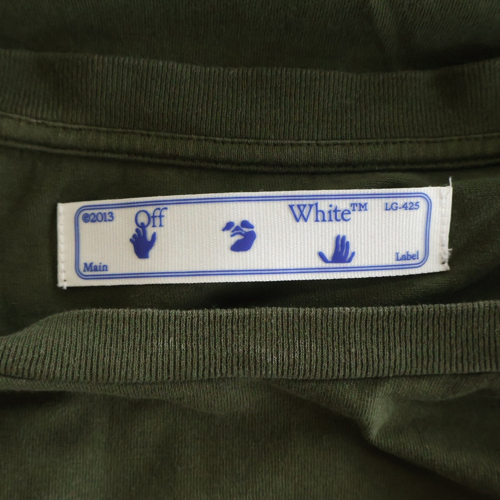 OFF-WHITE(オフホワイト) 21SS Vintage Paint Logo Tee ヴィンテージペイント ロゴ クルーネック半袖Tシャツ カットソー カーキ OMAA027S21JER002
