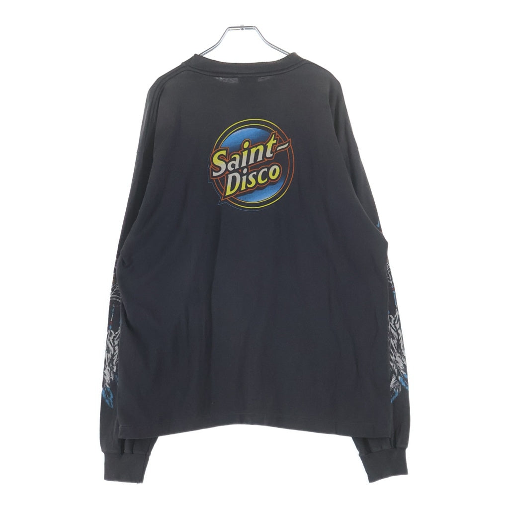 SAINT MICHAEL(セントマイケル) 25SS ×TEFLON DISCO LS TEE テフロンディスコ加工 クルーネック長袖Tシャツ カットソー ブラック SM-HR8-0000-C40