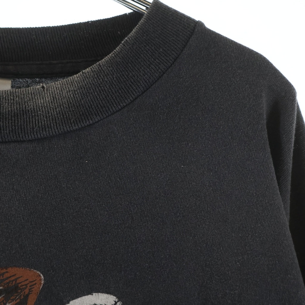SAINT MICHAEL(セントマイケル) 25SS ×TEFLON DISCO LS TEE テフロンディスコ加工 クルーネック長袖Tシャツ カットソー ブラック SM-HR8-0000-C40