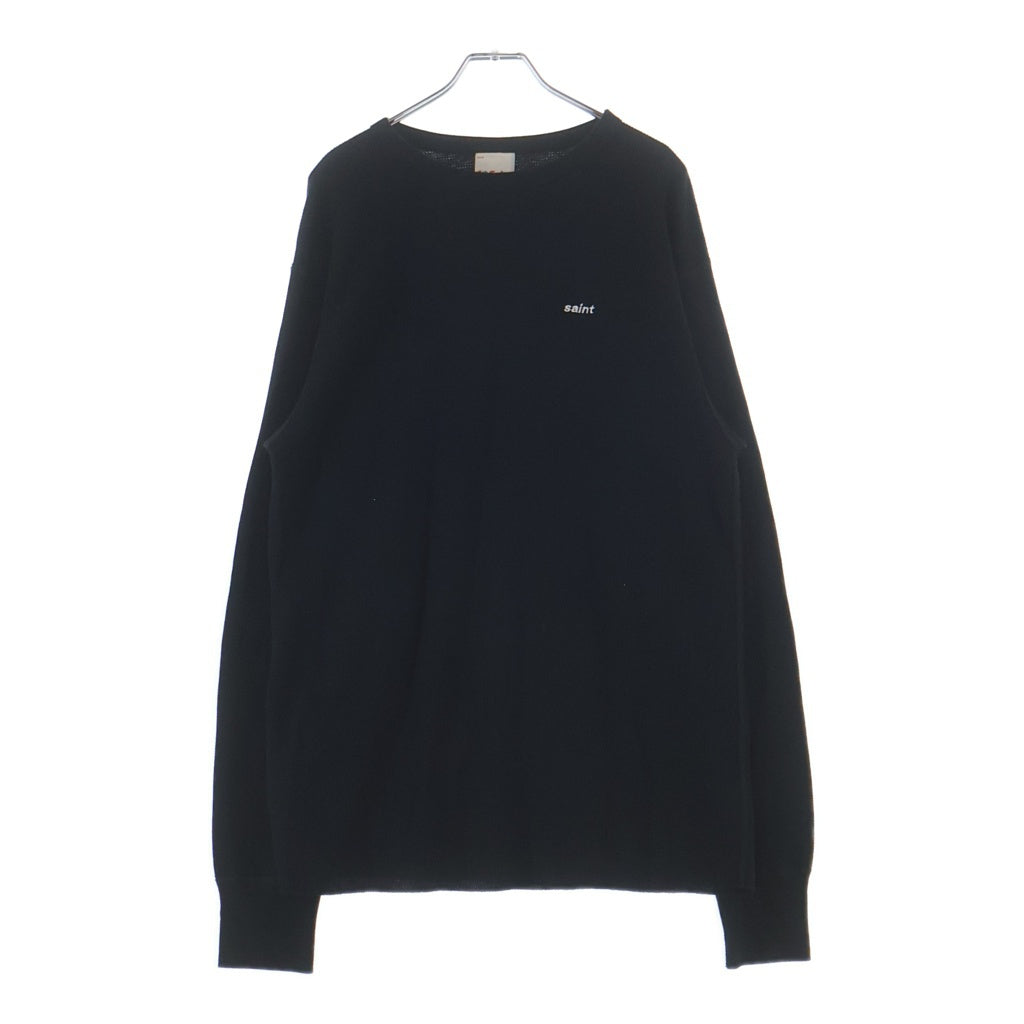 Saint Michael 長袖カットソー ブラック SAINT MICHAEL(セントマイケル) 25SS LS THARMAL TEE ロゴエンブロイ