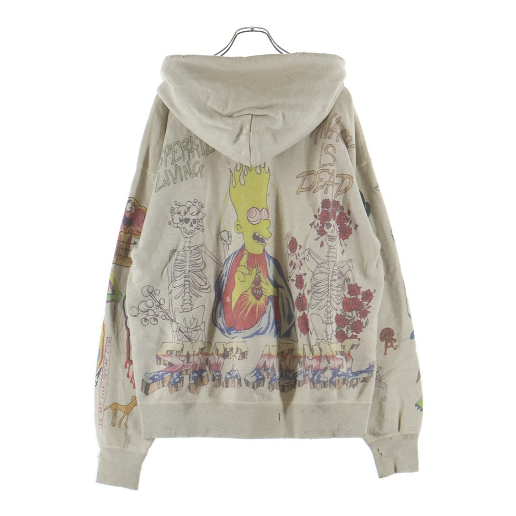 SAINT MICHAEL(セントマイケル) 21SS Hoodie Graffiti グラフィックプリント加工 プルオーバーフーディー パーカー グレー SM-S21-0000-044