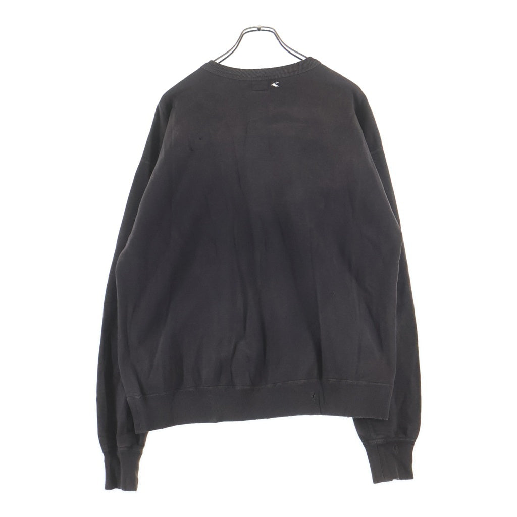 SAINT MICHAEL(セントマイケル) 21SS Cracked Planet Sweatshirt クラックドプラネット加工 クルーネックスウェットシャツ トレーナー グレー SM-S21-0000-016