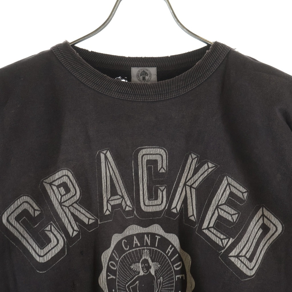 SAINT MICHAEL(セントマイケル) 21SS Cracked Planet Sweatshirt クラックドプラネット加工 クルーネックスウェットシャツ トレーナー グレー SM-S21-0000-016