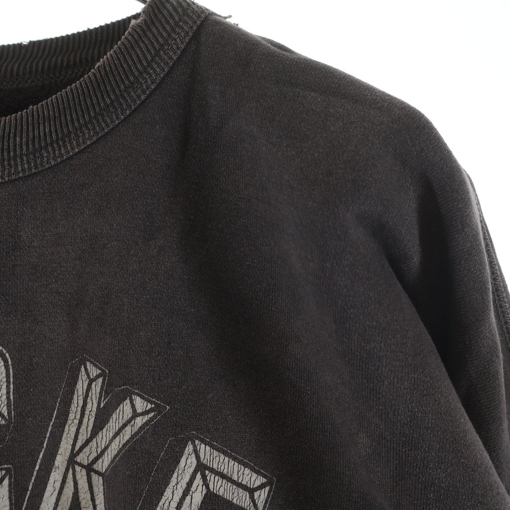 SAINT MICHAEL(セントマイケル) 21SS Cracked Planet Sweatshirt クラックドプラネット加工 クルーネックスウェットシャツ トレーナー グレー SM-S21-0000-016
