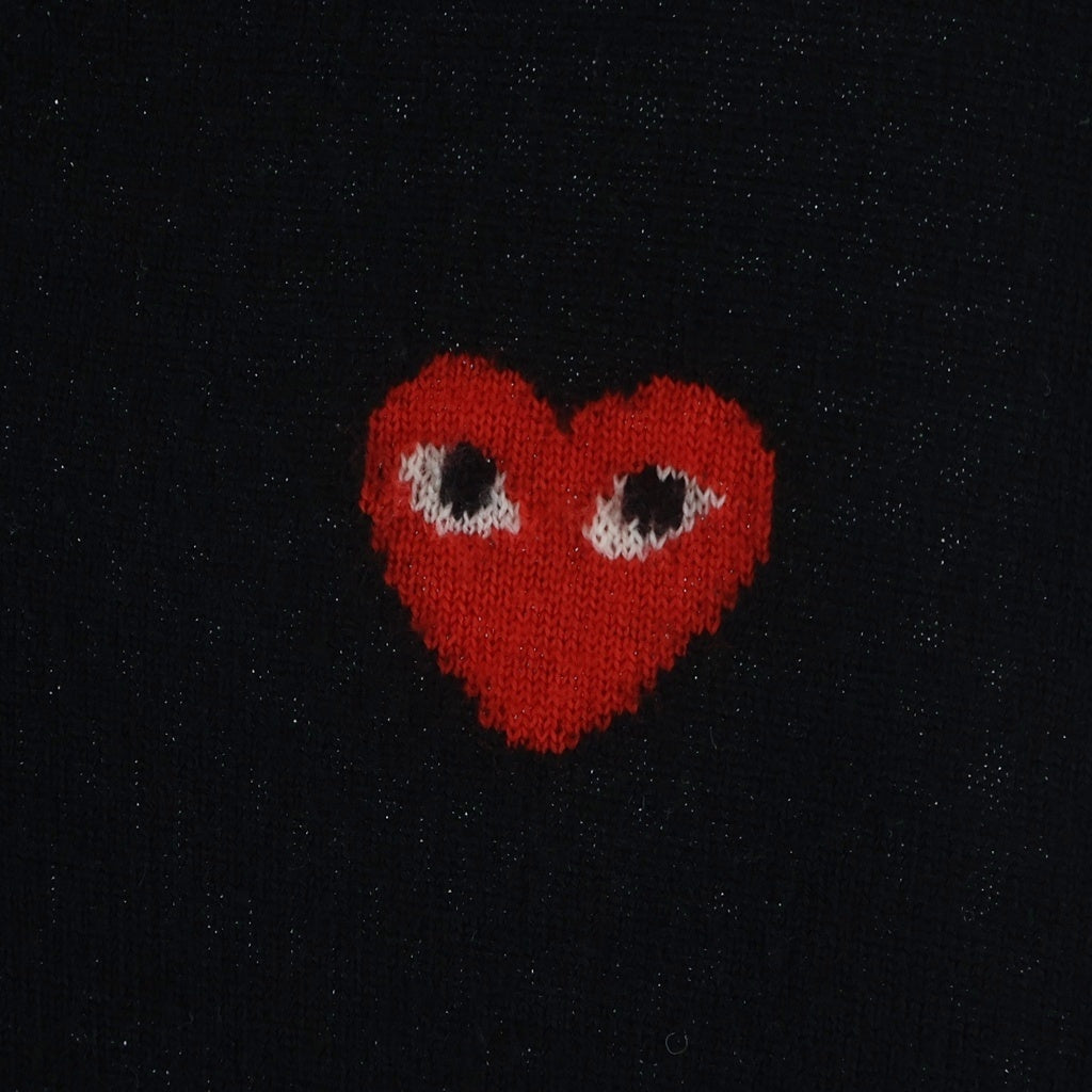 PLAY COMME des GARCONS(プレイコムデギャルソン) AD2011 ハートモチーフ ウールニット カーディガン ブラック AZ-N034