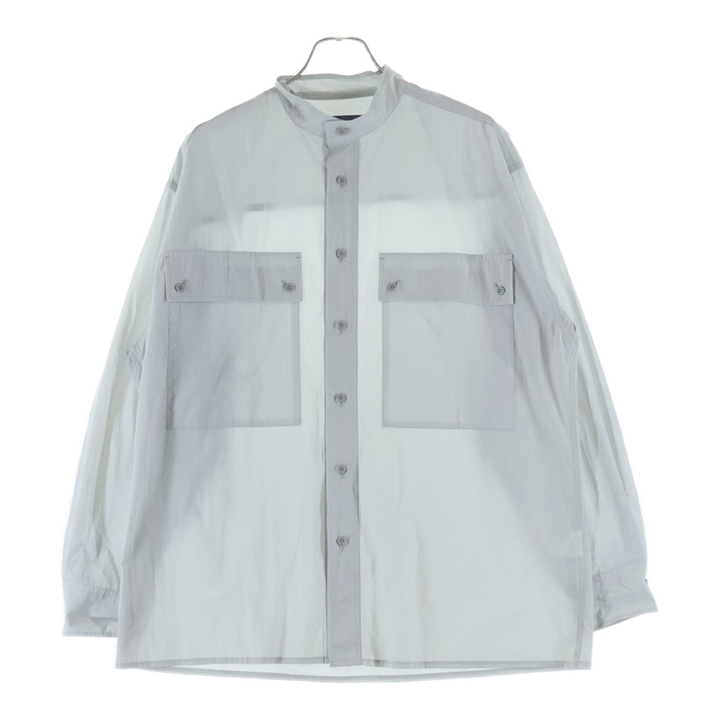 08sircus(ゼロエイトサーカス) 23SS Recycling Nylon Stand Collar Shirt リサイクリングナイロン スタンドカラー 長袖シャツ ライトグレー S23SS-SH03