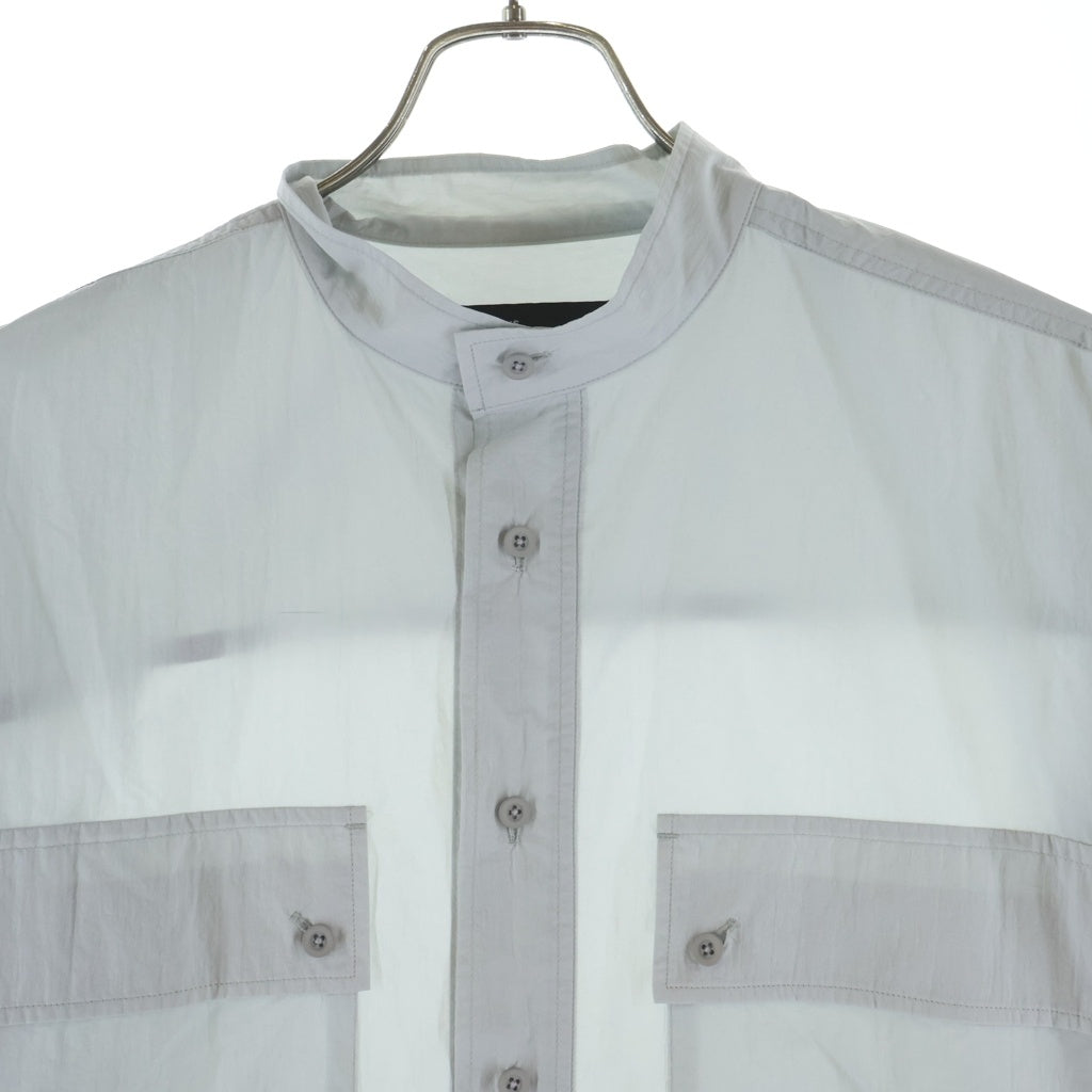 08sircus(ゼロエイトサーカス) 23SS Recycling Nylon Stand Collar Shirt リサイクリングナイロン スタンドカラー 長袖シャツ ライトグレー S23SS-SH03