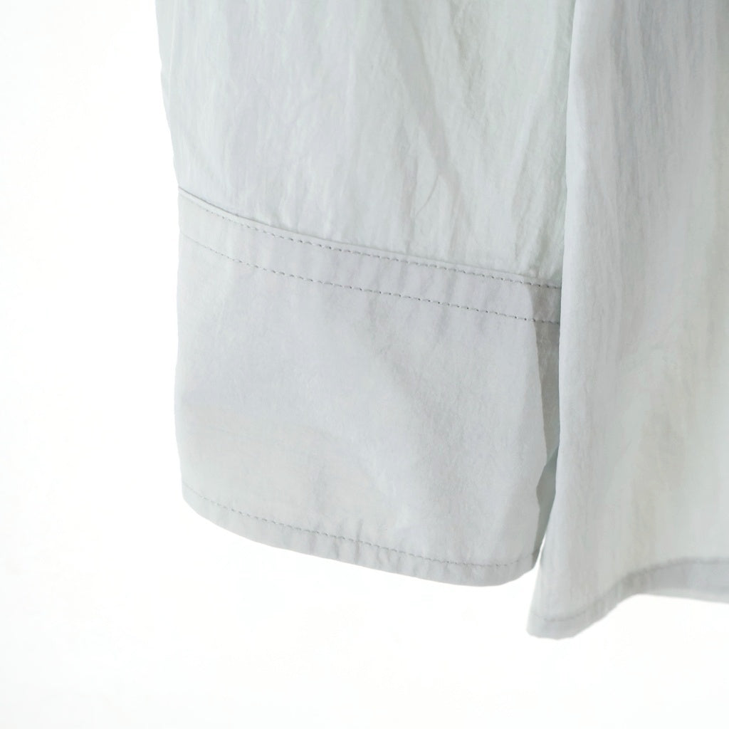 08sircus(ゼロエイトサーカス) 23SS Recycling Nylon Stand Collar Shirt リサイクリングナイロン スタンドカラー 長袖シャツ ライトグレー S23SS-SH03